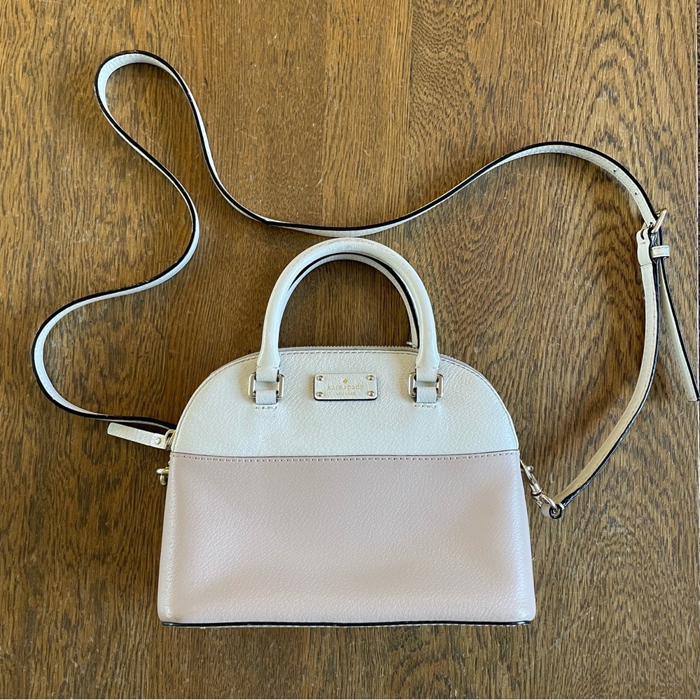 Kate Spade Carli Grove Street Cross Body Satchel Two Tone Warm Beige / Cement
